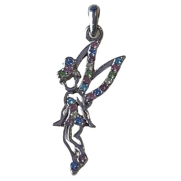 Tinkerbell Pendant Disney Multi Colored Charm Crystal Silver Tone Jewelry Tink - Picture 1 of 5